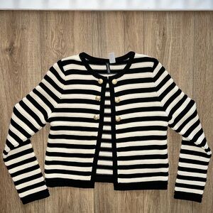 H&M striped textured-knit cardigan